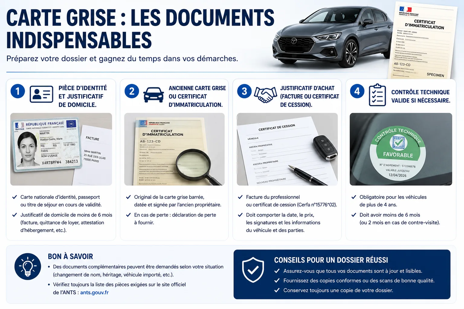 Carte grise : documents indispensables à préparer