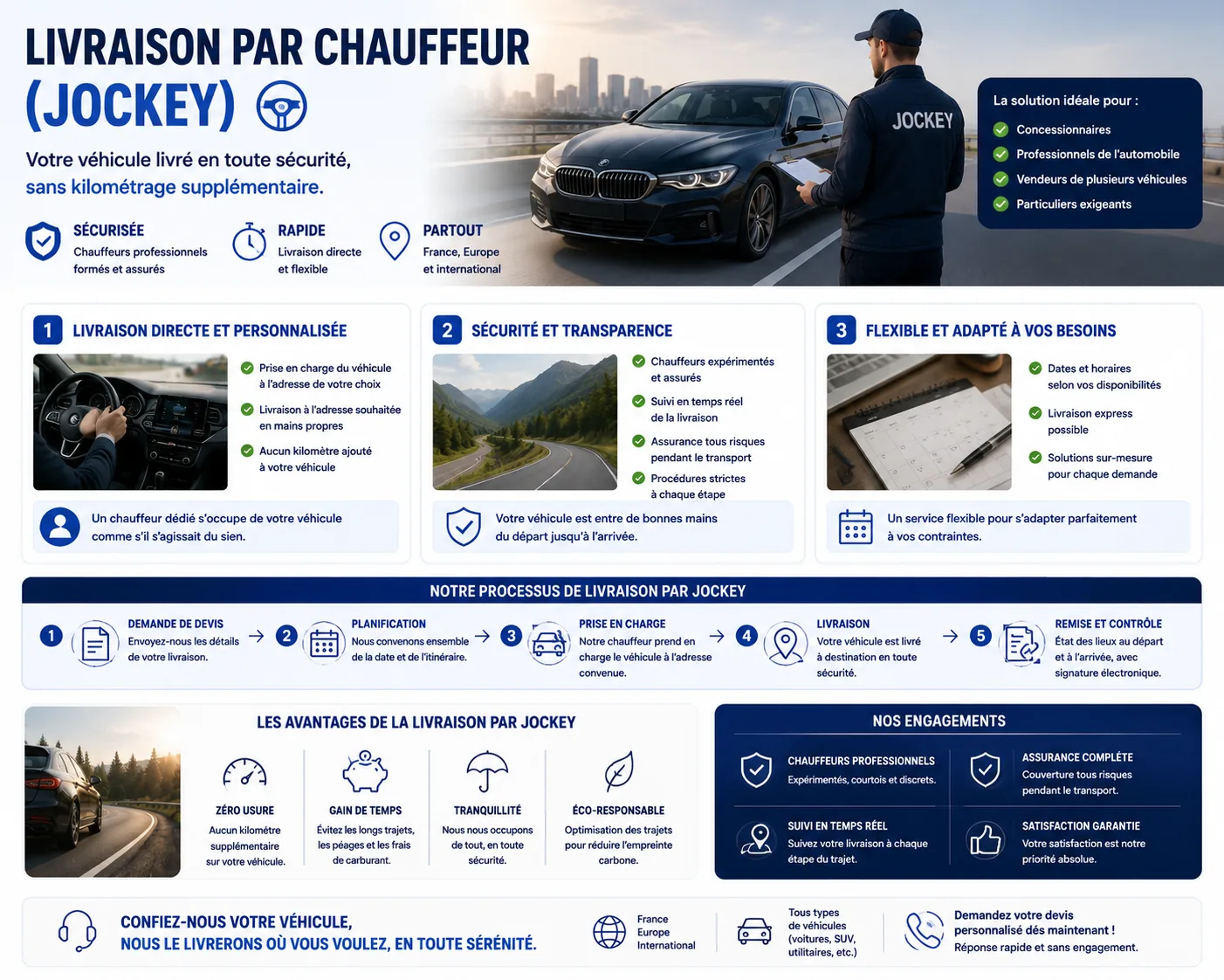 Livraison de véhicule par chauffeur jockey